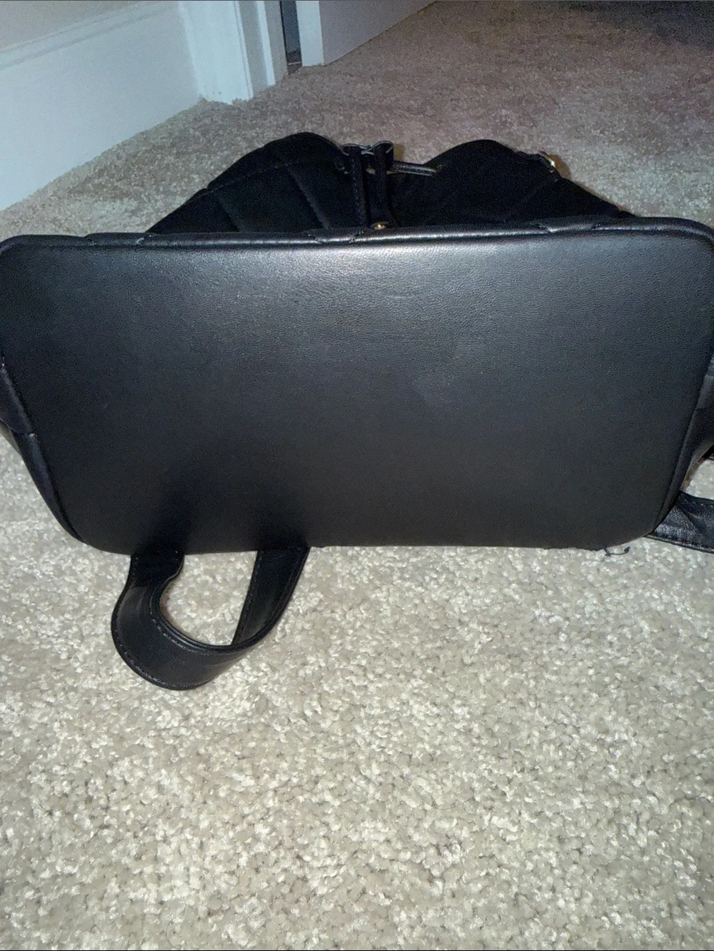 Quilted Black Drawstring Backpack - Picture 6 of 7